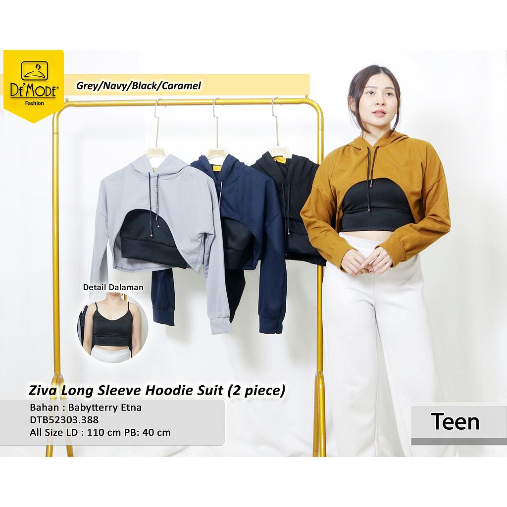 Ziva Long Short Sleeve Hoodie Suit (2piece)(DT388)