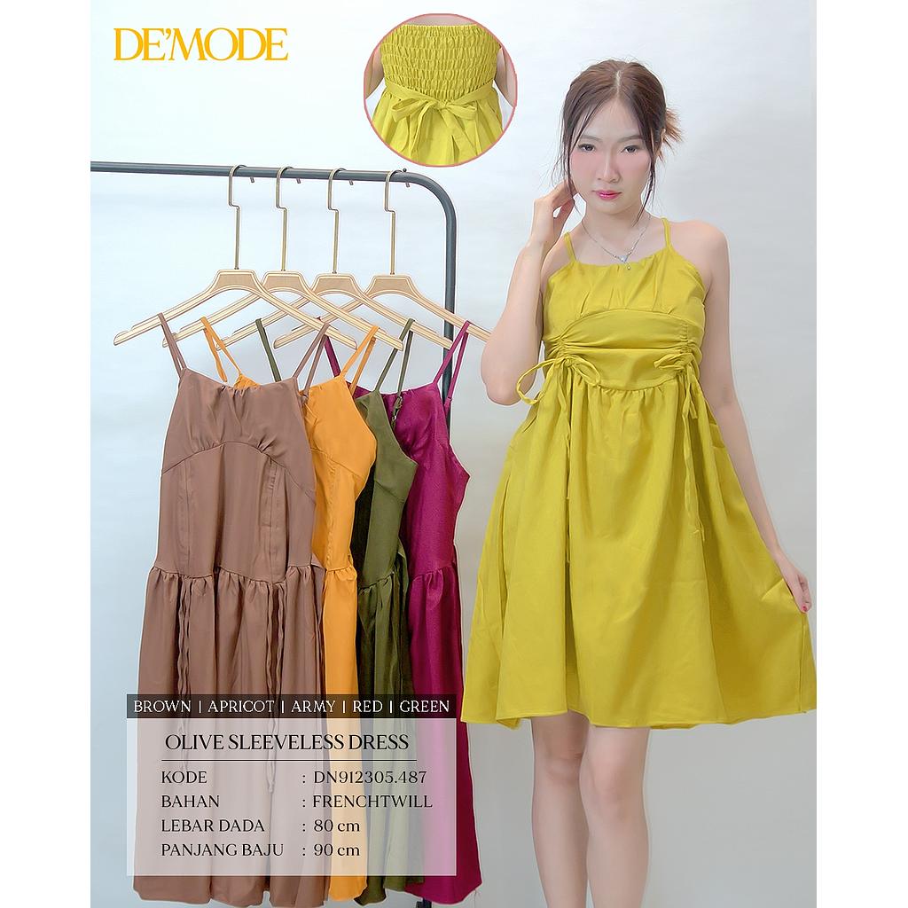 Olive sleeveless DRESS (DN487)